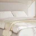 Ver imagem 3 de Cama Estofada Valentina 1,40m Casal Tecido Linho Off White Design Baixo e Elegante para Quarto