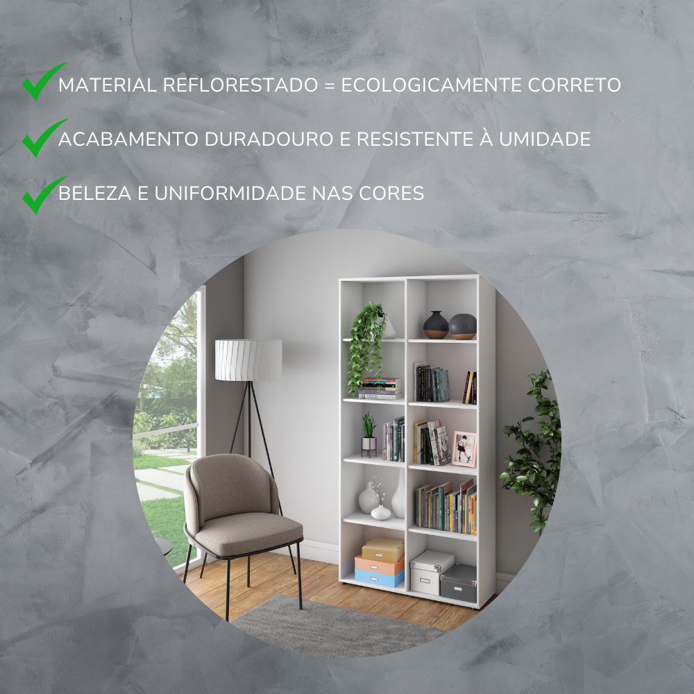 Estante Multiuso para Livros Alta 4 Prateleiras 188cmx90cm - 12