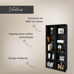 Estante Multiuso para Livros Alta 4 Prateleiras 188cmx90cm - 8
