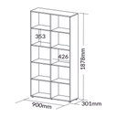 Ver imagem 4 de Estante de Livros 90CMX188CM Multiuso Alta 4 Prateleiras Preto Artany