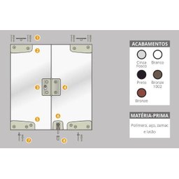 Kit 08 Porta Dupla Pivotante Giro de Vidro na Cor Branco - 10