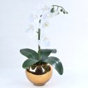 Ver imagem 2 de Arranjo de Orquídea Artificial Branca em Aquário Dourado Taty