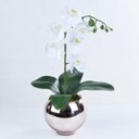 Ver imagem 2 de Arranjo de Orquídea Artificial Branca em Aquário Rose Gold Bella