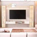 Ver imagem 1 de Painel para TV até 84 Polegadas Ripado LED Vidro Reflecta Portas 100% MDF 219CMX305CM Vitoria Regia Yescasa Bege