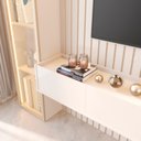 Ver mais imagens de Painel para TV até 84 Polegadas Ripado LED Vidro Reflecta Portas 100% MDF 219CMX305CM Vitoria Regia Yescasa Bege