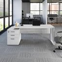 Ver imagem 1 de Mesa Diretor Escritório 1,50m a 1,72m 3 Gavetas Pé Metal F5
