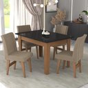 Ver imagem 1 de Conjunto Mesa de Jantar 120 cm com 4 Cadeiras Tokio Multimóveis EX1004 Madeirado/Preto/Mascavo