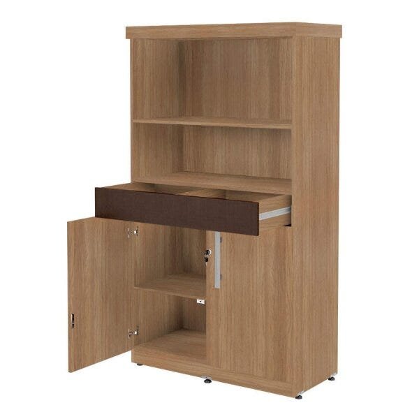Armário Estante para Escritório 2 Portas 1 Gaveta 105cm Mega Plata Móveis Menor preço em Armário Estante para Escritório 2 Portas 1 Gaveta 105cm Mega Plata Móveis
