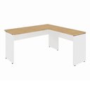 Ver imagem 2 de Mesa Escrivaninha em L 135cm x 150cm Pés Painel F5 Office Cor:Macadâmia com Branco