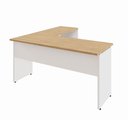 Ver imagem 5 de Mesa Escrivaninha em L 135cm x 150cm Pés Painel F5 Office Cor:Macadâmia com Branco