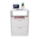 Ver imagem 1 de Mesa de Cabeceira Off White 2 Gavetas e 1 Nicho Mesinha para Quarto Lateral da Cama Estilo Cômoda