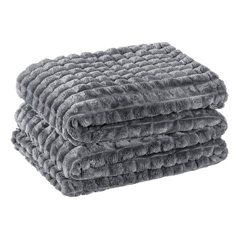 Cobertor Comfy Queen Manta Ultrasoft Alto Relevo Super Macia - Gris - Cinza