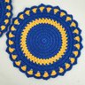 Jogo Americano Azul E Amarelo Crochê 36cm Kit 2pc Sousplat - 4