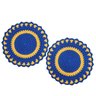 Jogo Americano Azul E Amarelo Crochê 36cm Kit 2pc Sousplat - 1