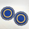 Jogo Americano Azul E Amarelo Crochê 36cm Kit 2pc Sousplat - 2