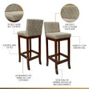 Ver imagem 4 de Kit 4 Banquetas Alta para Cozinha Tóquio em Madeira Maciça Matelassê Suede Bege Ccs