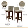 Kit 4 Banquetas Alta para Cozinha Tóquio em Madeira Maciça Matelassê Suede Bege Ccs - 4