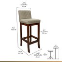 Ver imagem 3 de Kit 4 Banquetas Alta para Cozinha Tóquio em Madeira Maciça Matelassê Suede Bege Ccs