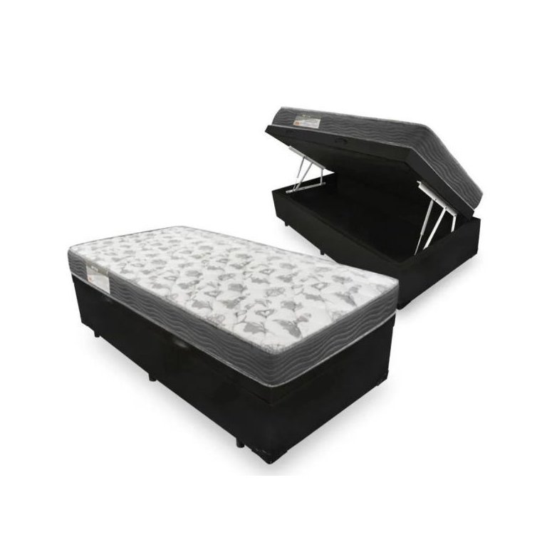 Cama Box com Baú Solteiro + Colchão de Espuma D33 - Ortobom - Iso 100 88cm - Preto