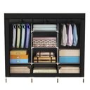 Ver imagem 1 de Guarda Roupa Cabideiro Portatil Prateleiras Dobravel Armario Arara Grande Organizador Preto