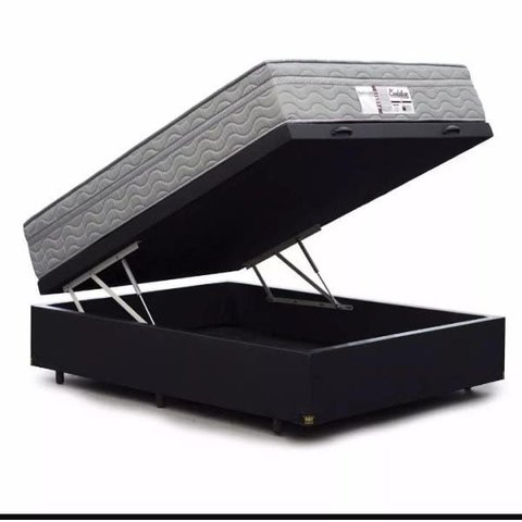 Cama Box com Baú Casal + Colchão de Molas Ensacadas - Probel - Evolution 138cm - Branco