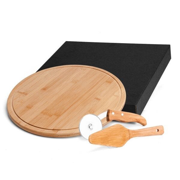 Kit Pizza Em Bambu Napoli 35 Cm - 3 Pçs