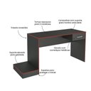 Ver imagem 7 de Conjunto de Escritório 2 Peças 1 Mesa Gamer com LED 1 Estante 5 Prateleiras Multy Preto