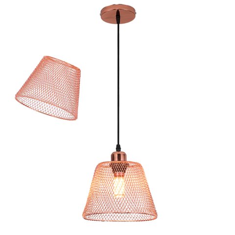 Lustre Cupula Pendente Abajur Metal Aramado Decoraçao Quarto Sala Casa Bar Copa Teto Lampada Luz Ilu