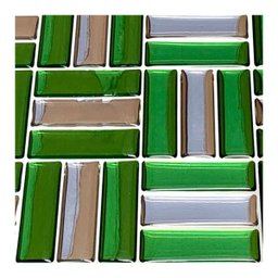 Pastilha Adesiva Baguete Cromada Verde Kit 4 Placas - 5