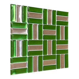 Pastilha Adesiva Baguete Cromada Verde Kit 4 Placas - 8