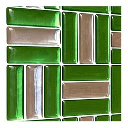 Pastilha Adesiva Baguete Cromada Verde Kit 4 Placas - 3