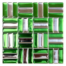 Pastilha Adesiva Baguete Cromada Verde Kit 4 Placas - 1