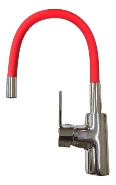 Torneira Monocomando Gourmet Vermelha Flexível Cozinha Lux - 2