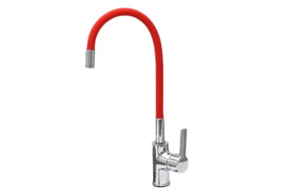 Torneira Monocomando Gourmet Vermelha Flexível Cozinha Lux - 1