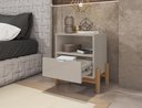 Ver imagem 2 de Mesa de Cabeceira C/ Nicho e Gaveteiro Porta Itens Antares Off White