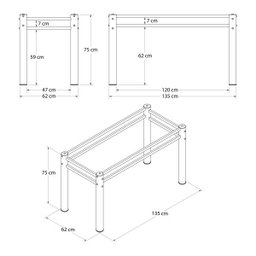 Base Para Mesa De Vidro Jantar 6 Lugares Preta Retangular - 4
