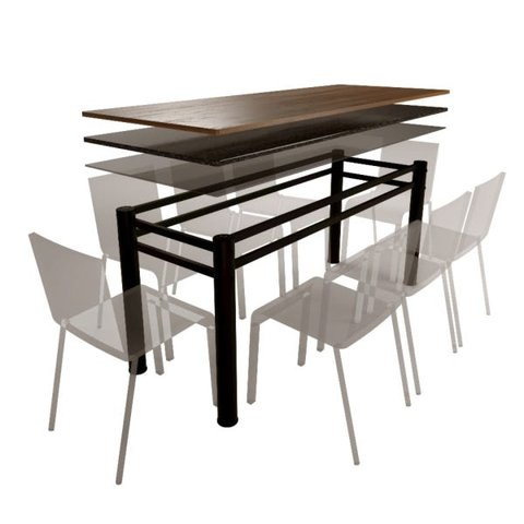 Base Para Mesa De Vidro Jantar 8 Lugares Preta Retangular