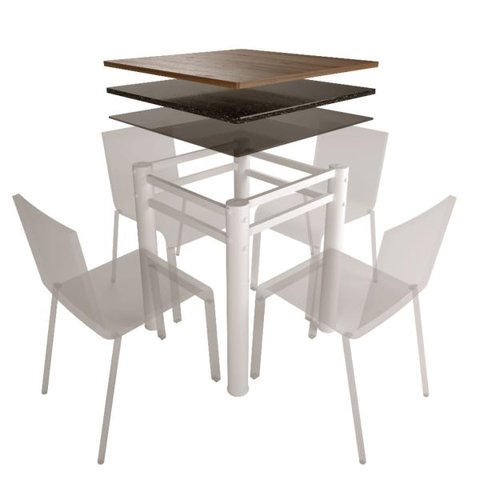 Base para Mesa de Vidro Jantar 4 Lugares Branca Quadrada