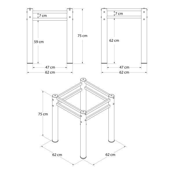 Base Para Mesa De Vidro Jantar 4 Lugares Preta Quadrada - 4