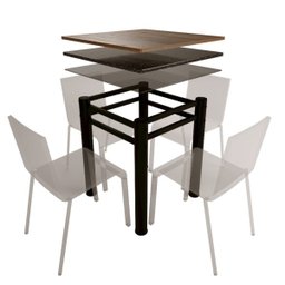 Base Para Mesa De Vidro Jantar 4 Lugares Preta Quadrada - 1