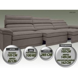 Sofá Lincoln Assento Retrátil e Reclinável Velosuede Marrom - NetSofás - 5