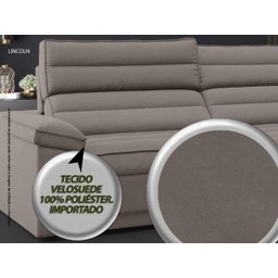 Sofá Lincoln Assento Retrátil e Reclinável Velosuede Marrom - NetSofás - 4