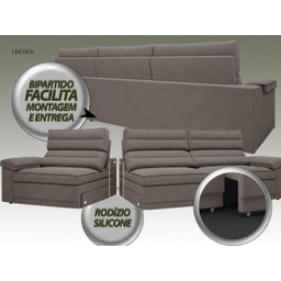 Sofá Lincoln Assento Retrátil e Reclinável Velosuede Marrom - NetSofás - 6