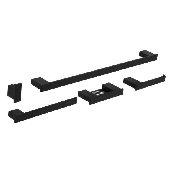 Kit De Acessórios Para Banheiro Preto Fosco Master 5 Peças - 1