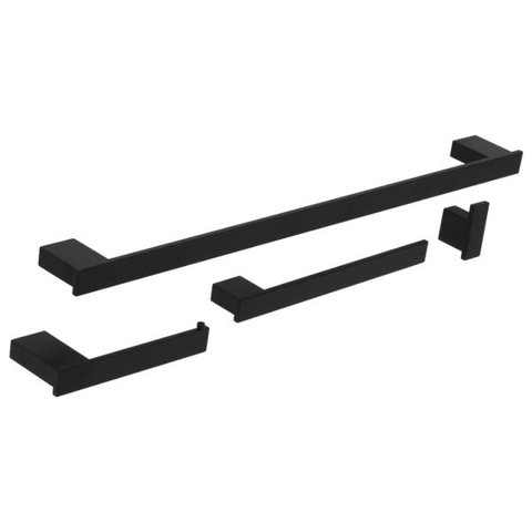 Kit De Acessórios Para Banheiro Preto Fosco Master 4 Peças