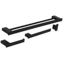 Ver imagem 1 de Kit 4 Acessórios Para Banheiro Preto Master Toalheiro Duplo