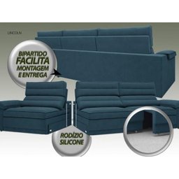 Sofá Lincoln Assento Retrátil e Reclinável Velosuede Royal - NetSofás - 6