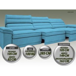 Sofá Lincoln Assento Retrátil e Reclinável Velosuede Turquesa - NetSofás - 5