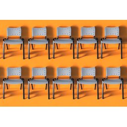 Kit com 10 Cadeiras Iso para Escola Escritório Comércio Cinza Base Preta Ecomhome - 1