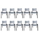 Ver imagem 2 de Kit com 10 Cadeiras Iso para Escola Escritório Comércio Cinza Base Preta Ecomhome